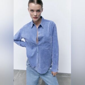 Zara Blue Corduroy Button Up